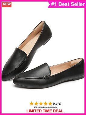 Pointed Toe Loafers Dress Flats Slip-On Shoes Faux Leather